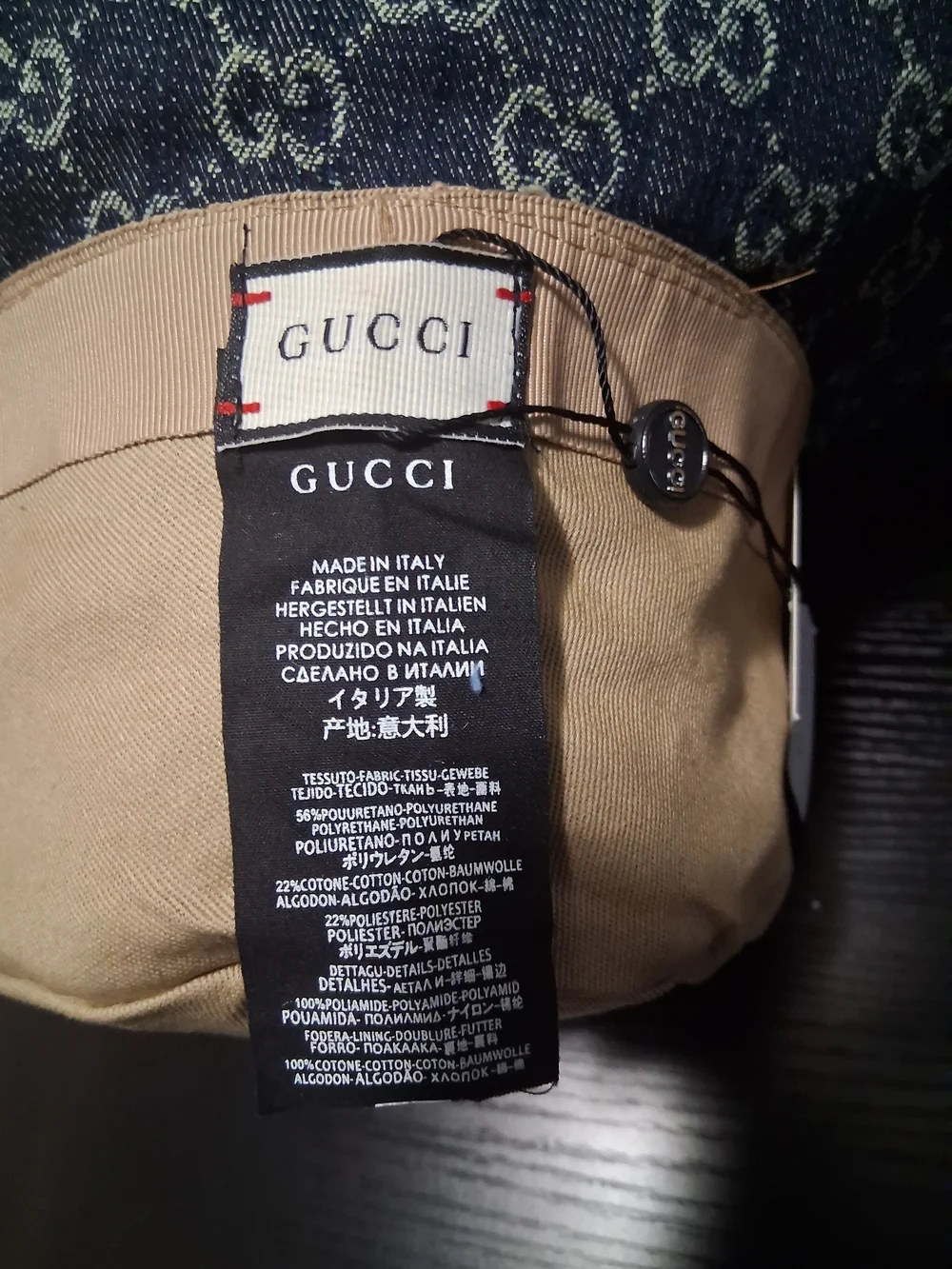 Gucci Denim GG Jacquard Bucket Hat in Blue and Ivory
